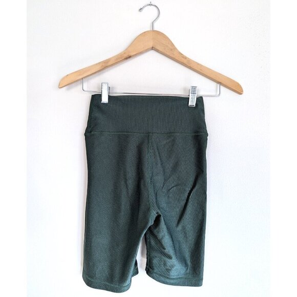 Offline by aerie Crossover Ribbed Shine 7" High Waist Bike Shorts Sycamore Green - Picture 6 of 7